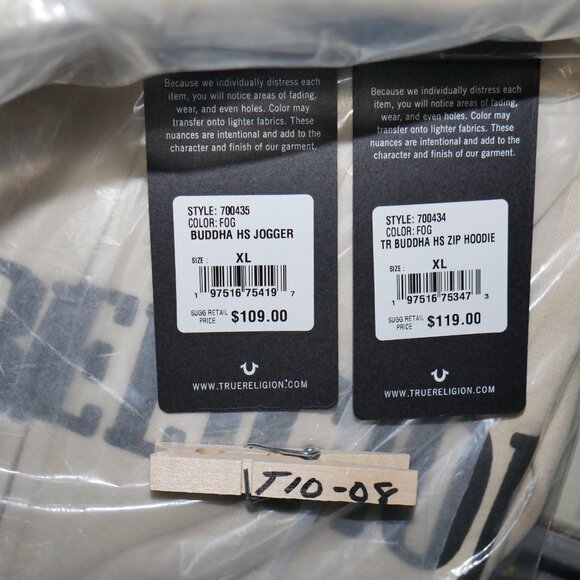 True Religion Men's Fleece Sweatsuit 2 Piece Tracksuit Matching Hoodie Joggers - Picture 16 of 16